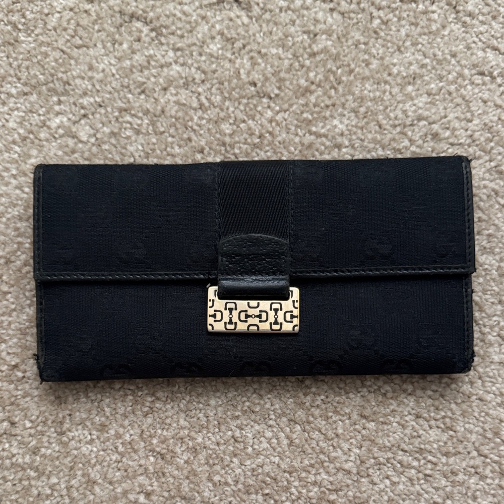 Gucci Black Wallet with Gold Accent